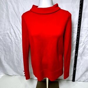 Talbots ~ Classic Red ~ Pure Merino Wool ~ Mock Neck Sweater ~ Size S ~